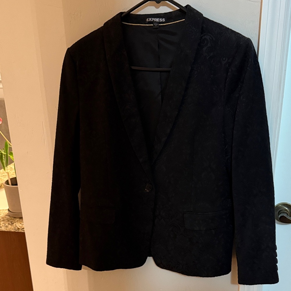 Express black blazer with paisley detailing